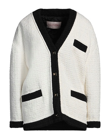 VALENTINO GARAVANI Coat White 37% Viscose, 35% Cotton, 12% Polyamide, 11% Acrylic, 5% Wool
