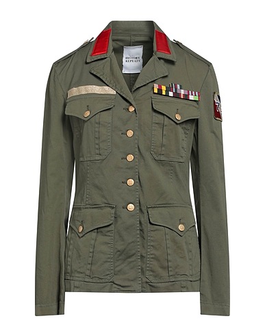 HISTORY REPEATS Giubbotto Verde militare 98% Cotone, 2% Elastan