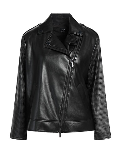 ARMANI EXCHANGE Giacca biker Nero 100% Poliestere, Poliuretano