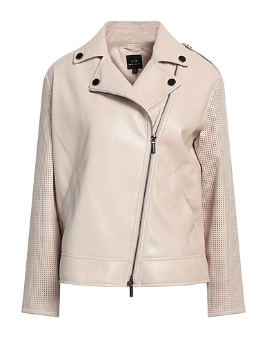 ARMANI EXCHANGE Biker jacket Cream 100% Polyester, Polyurethane