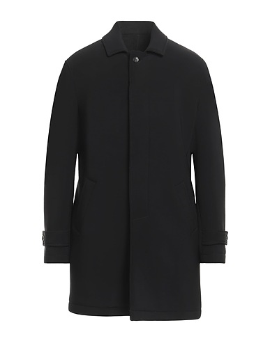 TWENTY-ONE by ANTONIO CARNEVALE Coat Black 95% Polyester, 5% Elastane
