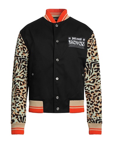 JUST CAVALLI Jacket NERO 65% Polyester, 35% Cotton, Elastane, Polyamide