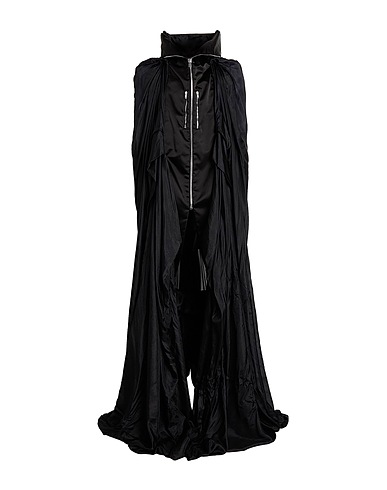 RICK OWENS 롱 자켓/코트 블랙 100% 실크, 폴리아미드, 코튼