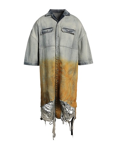 DRKSHDW by RICK OWENS Denim shirt Blue 91% Cotton, 6% Elastomultiester, 3% Rubber