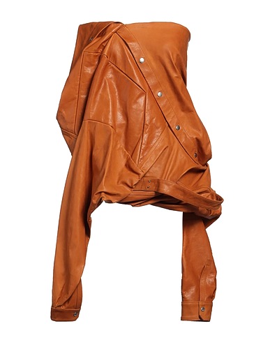 RICK OWENS Off-the-shoulder top Tan 100% Calfskin