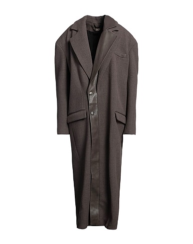 THE MANNEI Cappotto Khaki 82% Lana Vergine, 16% Poliammide, 2% Elastan, Pelle