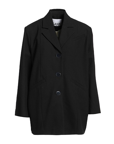 GANNI Full-length jacket NERO 100% Organic cotton