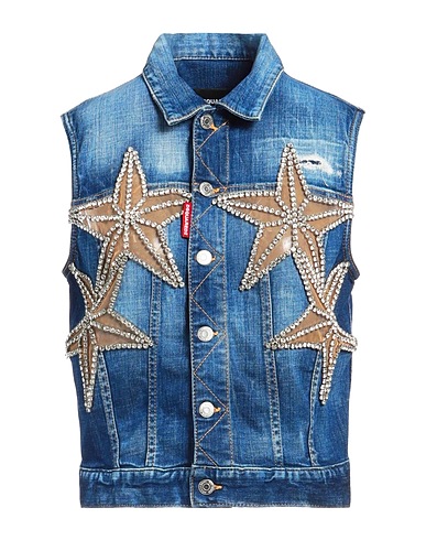 DSQUARED2 Denim jacket Blue 98% Cotton, 2% Elastane, Polyamide, Brass, Glass