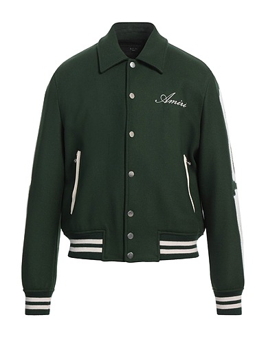 AMIRI Jacket Dark green 75% Wool, 25% Nylon, Ovine leather