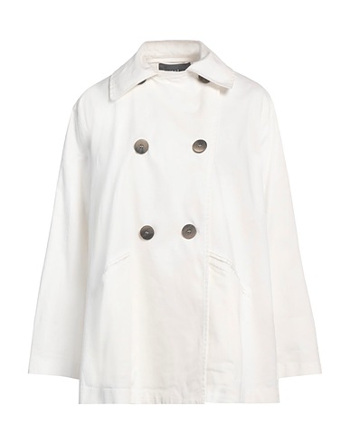 eWOOLuzione Double breasted pea coat White 98% Cotton, 2% Elastane