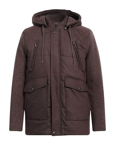 LA FILERIA Coat Brown 100% Virgin Wool, Polyester