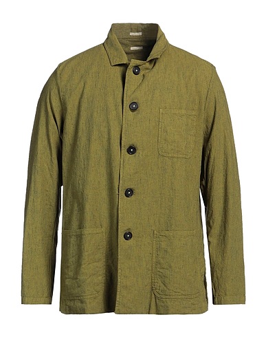 MASSIMO ALBA Jacket Military green 55% Cotton, 44% Linen, 1% Elastane