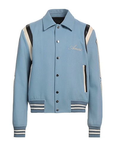 AMIRI Jacket Light blue 75% Wool, 25% Nylon, Ovine leather