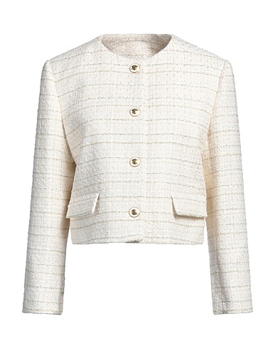 SANDRO Jacket Cream 92% Synthetic fibers, 4% Acrylic, 2% Metallic fiber, 1% Cotton, 1% Wool
