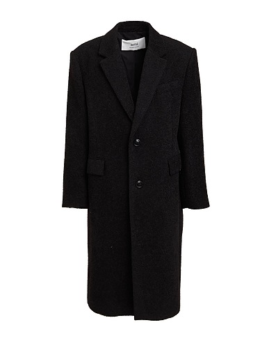 AMI ALEXANDRE MATTIUSSI Coat Black 58% Virgin Wool, 25% Llama wool, 6% Cotton, 6% Viscose, 5% Polyamide