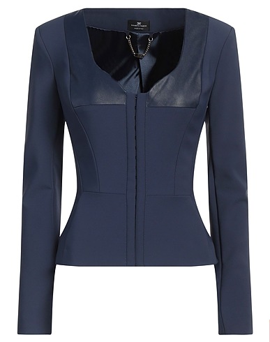 ELISABETTA FRANCHI Jacket Navy 84% Polyamide, 16% Elastane, Polyester