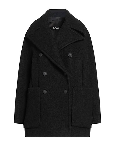 HEVÒ Coat Black 95% Virgin Wool, 5% Polyamide