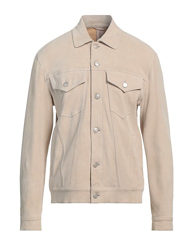GIORGIO BRATO Jacket Beige 100% Leather, Cotton, Elastane