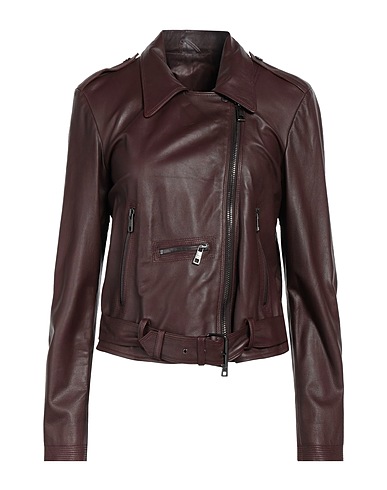 GIORGIO BRATO Biker jacket Dark brown 100% Leather