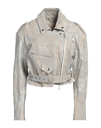 GIORGIO BRATO Biker jacket Silver 100% Leather