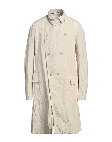 MASNADA Double breasted pea coat Ivory 66% Cotton, 29% Linen, 5% Metal