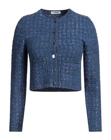 SANDRO Cazadora Azul marino 40% Poliamida, 35% Viscosa, 12% Poliéster, 9% Algodón, 4% Fibras textiles