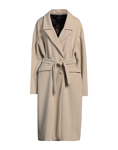 CRISTINAEFFE Coat Beige 92% Polyester, 8% Viscose