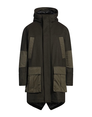 DONDUP Coat Military green 80% Virgin Wool, 20% Polyacrylic, Cotton, Polyurethane