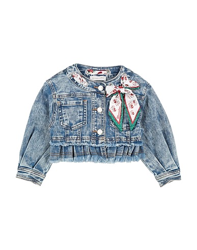 MONNALISA Denim jacket Blue 85% Cotton, 14% Polyester, 1% Elastane
