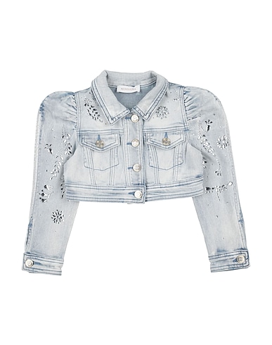 MONNALISA Denim jacket Blue 85% Cotton, 14% Polyester, 1% Elastane