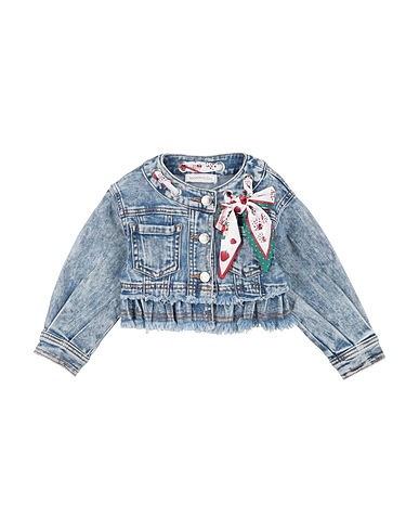 MONNALISA Denim jacket Blue 85% Cotton, 14% Polyester, 1% Elastane