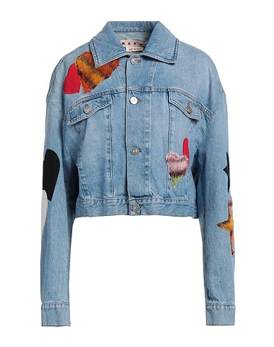 MARNI Denim jacket Blue 100% Cotton, Calfskin
