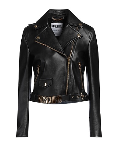 MOSCHINO Bikerjacke COUTURE Schwarz 100% Schafleder