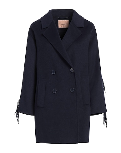 TWINSET Coat Navy blue 50% Polyester, 50% Wool