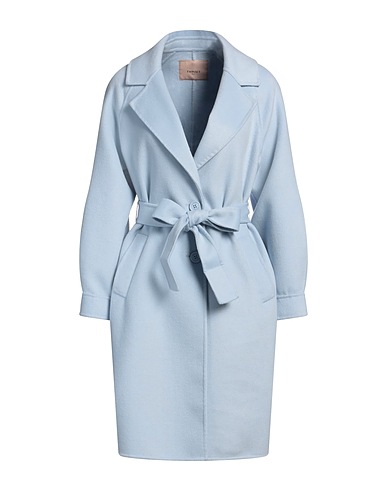 TWINSET Coat Sky blue 50% Wool, 50% Polyester