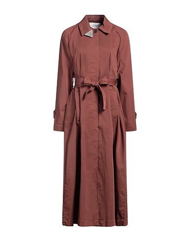 FABIANA FILIPPI Full-length jacket Chocolate brown 98% Cotton, 2% Elastane