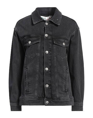 REPLAY Denim jacket Black 99% Cotton, 1% Elastane