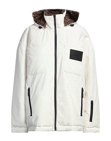 FENDI Shell jacket Ivory 100% Polyester, Polyurethane resin