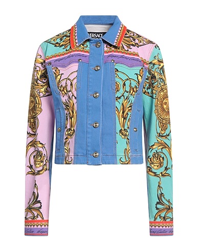 VERSACE JEANS COUTURE Denim jacket Azure 97% Cotton, 3% Elastane