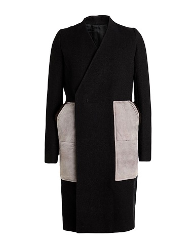 RICK OWENS Coat Black 68% Virgin Wool, 17% Polyamide, 15% Linen, Cotton