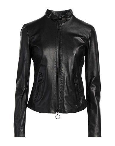 STREET LEATHERS Biker jacket Black 100% Leather, Viscose, Nylon