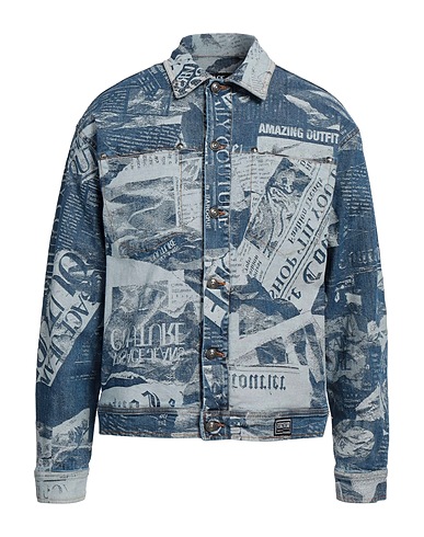 VERSACE JEANS COUTURE Denim shirt Blue 96% Cotton, 4% Elastane