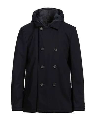 RICHARD SMITH Double breasted pea coat Midnight blue 54% Polyester, 34% Polyamide, 12% Elastane