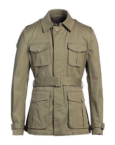 CANALI Jacket Sage green 97% Cotton, 3% Elastic fibres