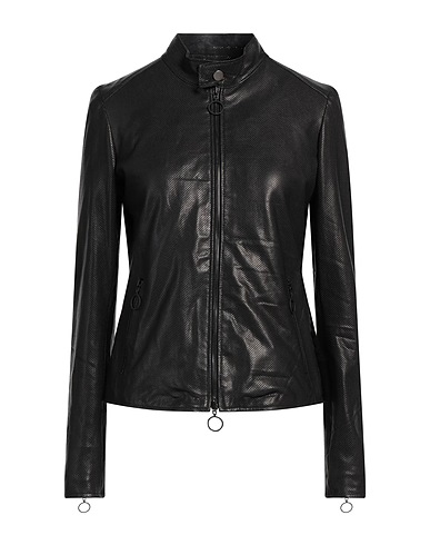 STREET LEATHERS Biker jacket Black 100% Leather, Viscose, Nylon, Elastane