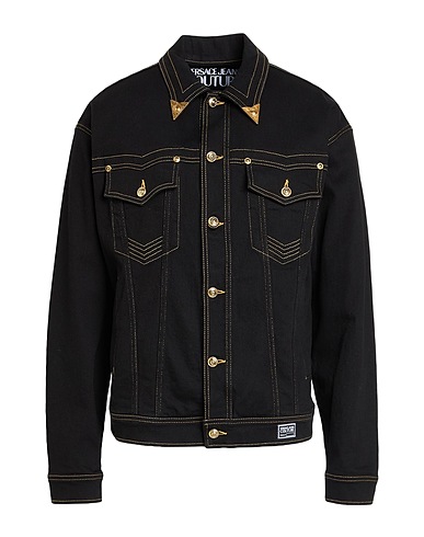 VERSACE JEANS COUTURE Denim jacket Black 99% Cotton, 1% Elastane