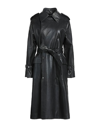 SWORD 6.6.44 Double breasted pea coat Black Leather