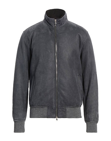 BARBA Napoli Bomber Slate blue 100% Leather, Shearling