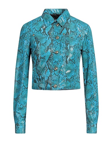 VERSACE JEANS COUTURE Jacket Turquoise 100% Polyester, Polyurethane resin