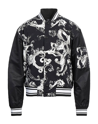 VERSACE JEANS COUTURE Denim jacket Black 97% Cotton, 3% Elastane, Polyamide, Polyester